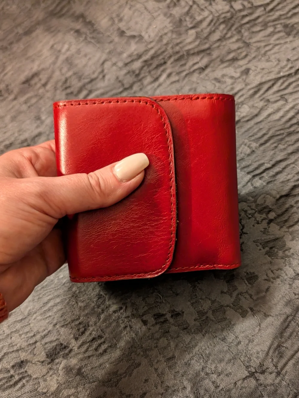 Patricia Nash Astra Vintage Distressed Wallet in Ruby Red Italian Leather